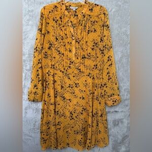 Nanette Lepore Mustard Floral Long Sleeve Dress